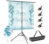 EMART Backdrop Stand Kit 5 x 8.5 ft T-Shape Portable Background Support Adjustable Photography Holder for Zoom, YouTube, Party，Photography with 4 Spring Clamps