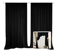 EMART Black Backdrop Curtains, 2x2m /6.5x6.5ft Tulle Chiffon Fabric Drape for Parties Wedding Stage Decoration,1.0x2m,2 Panels Background Cloth for Baby Shower Photography Birthday Photo Photoshoot