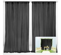 EMART Black Backdrop Curtains, 3x2m /10x6.5ft Tulle Chiffon Fabric Drape for Parties Wedding Stage Decoration, Soft Smooth Background Cloth for Baby Shower Photography Birthday Photo Photoshoot