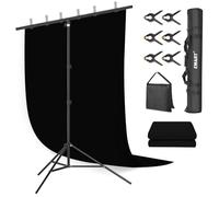 EMART Black Backdrop with Stand,2x2m T-Shape Photography Backdrop Stand Kit