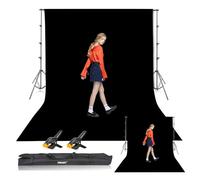 EMART Black Backdrop with Stand, 8.5x10ft(2.6x3m) Photography Background Support Kit with 10x12ft (3x3.6m) Backdrops for Portrait, Video, Shooting, Photo, Studio