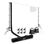 EMART Black/White Backdrop with Stand, 2.6x3m Backdrop Stand Kit