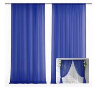 EMART Blue Backdrop Curtains, 3x3m /10x10ft Tulle Chiffon Fabric Drape for Parties Wedding Stage Decoration,1.5x3m,2 Panels Background Cloth for Baby Shower Photography Birthday Photo Photoshoot