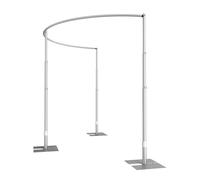EMART Curved Pipe and Drape Backdrop Stand,10ft Heavy Duty Stand Kit-Silver | Adjustable Background Frame,Metal Base,Portable,Wedding,Birthday,Party,Banquet Decorations
