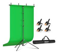 EMART Green Screen Backdrop Kit with Reverse Folding Base, 5x10ft Photo Greenscreen Background with Portable T-Shape Stand and 4 Clamps for Photography, Photoshoot, Studio Video Recording, Streaming