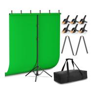 EMART Green Screen Backdrop Kit with Reverse Folding Base, 5x6.5ft Photo Greenscreen Background with Portable T-Shape Stand and 5 Clamps for Photography, Photoshoot, Studio Video Recording, Streaming