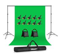 EMART Green Screen Backdrop Stand Kit, 1.5x2m Greenscreen Background with 2x3m Adjustable Background Stand and 8 Backdrop Clamps & 2 Sandbags for Photography ,Video Conferencing, Streaming