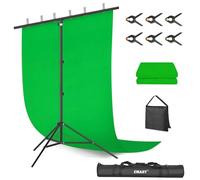 EMART Green Screen Background with Stand 2x2m/6.5x6.5ft, 1.5 x2m Greenscreen with 2x2m Backdrop Stand Kit for Photo Video Studio, TV Videos, Streaming Gaming, Live Broadcast,Chroma Key