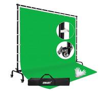 EMART Green Screen with Stand 2.1 x 3 m, Adjustable Background Stand with Wheels for Banners, Photography, Parties, Birthdays and Live Streams