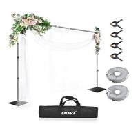 EMART Heavy Duty Backdrop Stand 10x10ft(HxW) Adjustable Background Support System Kit with Steel Base for Photography, 3m Photo Back Drop Frame for Parties Birthday Video Studio - Black