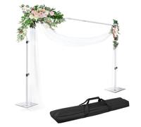 EMART Heavy Duty Backdrop Stand, 2mx3m/ 6.5x10 ft Adjustable Background Support System Kit with Steel Base for Photography, Photo Video Studio, Birthday Parties - Silver