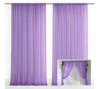 EMART Light Purple Backdrop Curtains, 3x3m /10x10ft Tulle Chiffon Fabric Drape for Parties Wedding Stage Decoration,1.5x3m,2 Panels Background Cloth for Baby Shower Photography Birthday Photoshoot