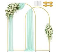 EMART Metal Arch Backdrop Stand with Ground Nails & Water Bags, 8FT & 7.2FT Set of 2 Wedding Arch Stand with Carry Bag, Balloon Arched Backdground Frame for Party Decoration Baby Shower Birthday