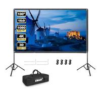 EMART Outdoor Projector Screen with Stand, 100 Inch Portable Indoor 16:9 4K HD Rear Front Movie Screens & Foldable Tripod with Carry Bag for Theater Home Backyard Movies