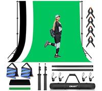 EMART Photo Video Studio Backdrop Stand Kit, 7×10ft (2.0x3.0m) Adjustable Photography Support System with Polyester Background(Black/White/Green Screen), Spring Clamps and Carry Bag for Photoshoot
