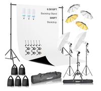 EMART Photography Backdrop Stand Kit 10x 10ft with 10x15ft White Curtain, Adjustable Background Support System with Portable Large Polyester Fabric Screen for Photo Video Studio, Party, Live