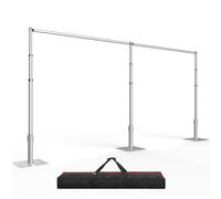 EMART Pipe and Drape Backdrop Stand Kit, 12x20ft/ 3.6x6m Heavy Duty Background Holder, Adjustable Metal Back Drop Frame for Wedding Birthday Party Banquet Decorations - Silver