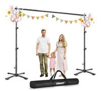 EMART Portable Backdrop Stand Kit with Foldable Cross Flat Base, Adjustable 7ft Height 10ft Width Pipe and Drape Background Hanging Frame Bar for Photography Party Wedding Birthday Photo Studio