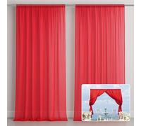 EMART Red Backdrop Curtains, 3x3m /10x10ft Tulle Chiffon Fabric Drape for Parties Wedding Stage Decoration,1.5x3m,2 Panels Background Cloth for Baby Shower Photography Birthday Photo Photoshoot