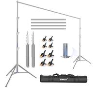 EMART Stainless Steel 10x10FT Backdrop Stand Heavy Duty,Photo Back Drop Adjustable Stand with 8 Backdrop Clamps and Carry Bag,Background Support System Kit for Photography Studio,Wedding,Party,Video