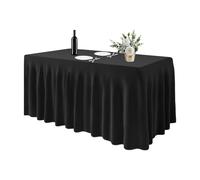 EMART Table Skirt for Rectangle Tables 4ft, Black Spandex Tablecloth Cover for Banquet Wedding Birthday Party