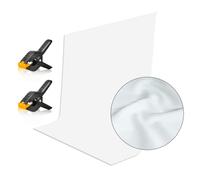 EMART White Backdrop 1.5 x 2m, Polyester background Fabric Including 2 Spring Clamps for Photoshoot Photo Video Studio Photography