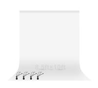 EMART White Backdrop 2.6x3m/8.5x10ft, Photography Photo Background Curtain Drapes, Polyester Fabric Back Drop Screen Sheet for Birthday Party Video Studio Portrait Photoshoot with Backdrop Clips