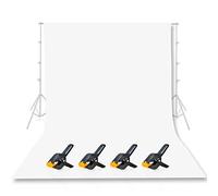 EMART 3x3.6m/10x12ft White Backdrop for Photography, High Density Polyester Fabric White Backdrop Curtain with 4 Spring Clamps for Video Studio Portraits Parties