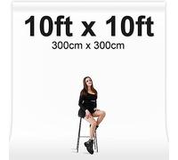 EMART White Backdrop 3x3m/10x10ft, Photography Photo Background Curtain Drapes, Polyester Fabric Back Drop Screen Sheet for Birthday Party Video Studio Portrait Photoshoot with Backdrop Clamps