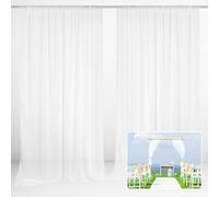 EMART White Backdrop Curtains, 3x2m /10x6.5ft Tulle Chiffon Fabric Drape for Parties Wedding Stage Decoration,1.5x2m,2Panels Background Cloth for Baby Shower Photography Birthday Photo Photoshoot
