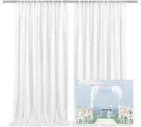 EMART White Backdrop Curtains, 3x3m /10x10ft Tulle Chiffon Fabric Drape for Parties Wedding Stage Decoration,1.5x3m,2 Panels Background Cloth for Baby Shower Photography Birthday Photo Photoshoot