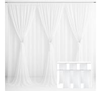 EMART White Backdrop Curtains,9x3m Tulle Chiffon Fabric,1.5x3m,6 Panels