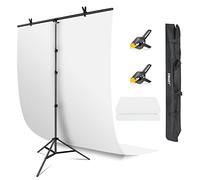 EMART White Backdrop with Stand, 1.5x2.0m(5x7ft) White Screen Photography Backdrop with 1.5x 2.6m(5x 8.5ft) T-Shape Background Support, Photo Studio Kit for Photoshoot Video Recording Party