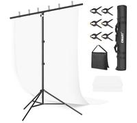 EMART White Backdrop with Stand,2x2m T-Shape Photography Backdrop Stand Kit