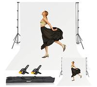EMART White Backdrop with Stand, 8.5x10ft(2.6x3m) Photography Background Support Kit with 10x12ft (3x3.6m) Screen for Portrait, Video, Shooting, Photo, Studio
