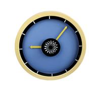 Emartbuy 13 Inch (32.5 cm) Silent Non-Ticking Colour Blocks Decorative Quartz Wall Clock for Kitchen Living Room Bedroom Office - Yellow Blue