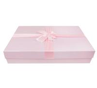 Emartbuy Baby Pink Rigid Gift Box with Ribbon - 30.5 x 23 x 5 cm - Luxury Cardboard Presentation Box | Premium Packaging for Hampers, Birthdays, Weddings, Corporate Gifting