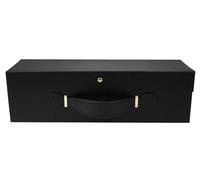 Emartbuy Black Folding Magnetic Bottle Gift Box with Leather Handle - Luxury Croc Textured Rigid Wine Bottle Box for Gifting, Hampers & Celebrations (33.5 x 10.2 x 10.1 cm)