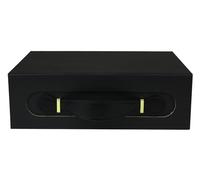 Emartbuy Black Folding Magnetic Gift Box with Faux Leather Handle - 28.2 x 20.2 x 9.2 cm - Fits Mugs, Beauty Sets & Mid-Size Gifts - Birthdays Weddings Christmas Corporate Gifting Trade