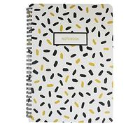 Emartbuy Black & Gold Doodle Hard Cover Spiral Exercise Book Diary Notebook Notepad Writing Journal Ruled B5 Size 80 Sheets (160 Pages) - Dashes