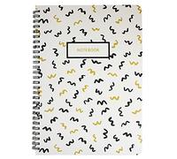 Emartbuy Black & Gold Doodle Hard Cover Spiral Exercise Book Diary Notebook Notepad Writing Journal Ruled B5 Size 80 Sheets (160 Pages) - Wiggles