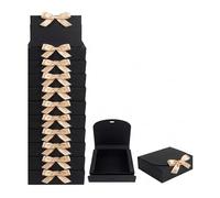Emartbuy Black Kraft Gift Box with Brown Ribbon - 31 x 25.5 x 8 cm - Fits Books, Photo Frames & Flat Gift Sets - Birthdays Weddings Christmas Corporate Gifting Trade Wholesale - Pack of 12