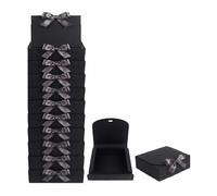 Emartbuy Black Kraft Gift Box with Grey Ribbon - 31 x 25.5 x 8 cm - Fits Books, Photo Frames & Flat Gift Sets - Birthdays Weddings Christmas Corporate Gifting Trade Wholesale - Pack of 12