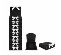 Emartbuy Black Kraft Gift Box with Ivory Ribbon - 24 x 24 x 5 cm - Fits Chocolates, Scarves & Stationery Sets - Birthdays Weddings Christmas Corporate Gifting Trade Wholesale - Pack of 12