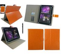 Emartbuy Black Stylus + Orange PU Leather Multi Angle Executive Folio Wallet Case Cover With Card Slots Compatible With Tesco Hudl 2 8.3" Inch Wi-Fi Tablet and Selected 8-9 Inch Tablets