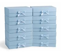 Emartbuy Blue Flat Pack Magnetic Gift Box with Ribbon - 28.2 x 20.2 x 9.2 cm - Fits Mugs, Beauty Sets & Small Hampers - Birthdays Weddings Christmas Corporate Gifting Trade Wholesale - 10 Pack