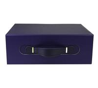 Emartbuy Blue Folding Magnetic Gift Box with Faux Leather Handle - 33 x 25 x 12 cm - Fits Hampers, Books & Mid-Size Gifts - Birthdays Weddings Christmas Corporate Gifting Trade