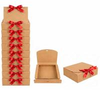 Emartbuy Brown Kraft Gift Box with Red Ribbon - 31 x 25.5 x 8 cm - Fits Books, Photo Frames & Flat Gift Sets - Birthdays Weddings Christmas Corporate Gifting Trade Wholesale - Pack of 12