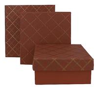 Emartbuy Chequered Red Rigid Gift Box Set of 3 - Large, Medium, Small - Handmade Cotton Paper Presentation Box | Premium Packaging for Hampers, Birthdays, Weddings, Corporate Gifting