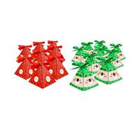 Emartbuy Christmas Pyramid Boxes Size 1 (8 × 8 × 9 cm) - Pack of 24 (12 Santa + 12 Reindeer) | 350 GSM Card | Flat Pack Favour Boxes | Ideal for Chocolates, Candy & Return Gifts